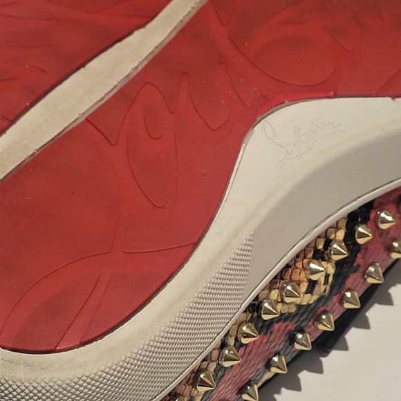 Christian Louboutin PIK Boat Python Shoes Men Size 11 Red Bottom - Picture 2 of 13